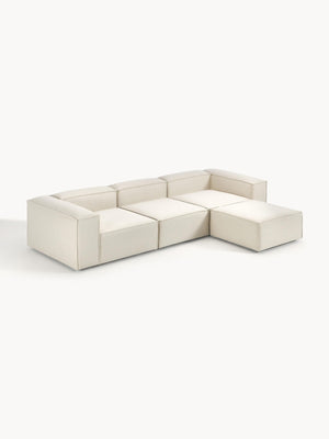 Russo Modern Minimalist 4-Piece Modular Deep Chaise Sofa - Left and Right Facing