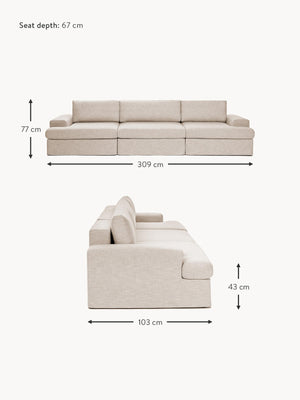 Scotta Loose Washable Cover Modular Sectional Sofa 3 Pieces