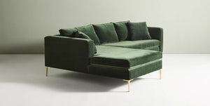 Turin Contemporary Italian Sofa With Chaise, Feather Seats - Daia Home