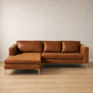 Turin Contemporary Leather Sofa With Chaise