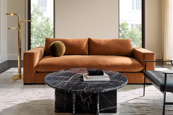 Vitale Deep Seat Low Profile Velvet Sofa