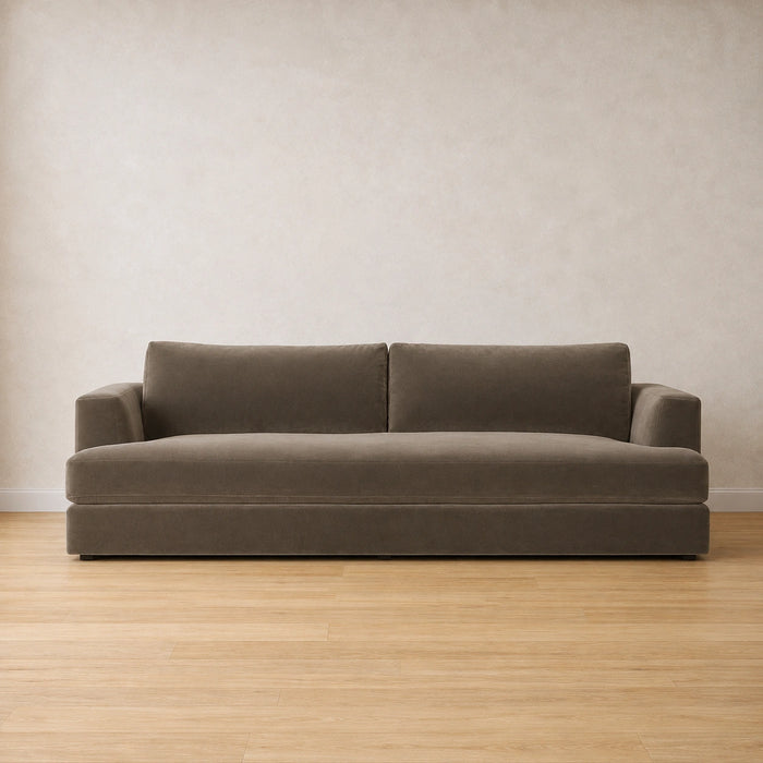 Asher low-slung minimalist modern sofa with oversized arms