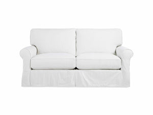 Branson Traditional Loose Cover Linen Sofa, Feather and Fibre Cushions - Daia Home