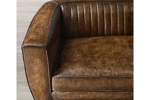 Deco Classic Vintage Leather Armchair, Feather and Fibre Deep Seats - Daia Home