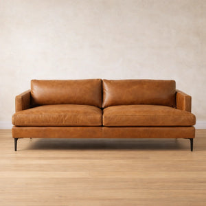 Hudson Mid Century Leather Sofa