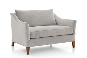 Dorothy Classic English Love Seat, Curved Arms, Feather Cushions - Daia Home