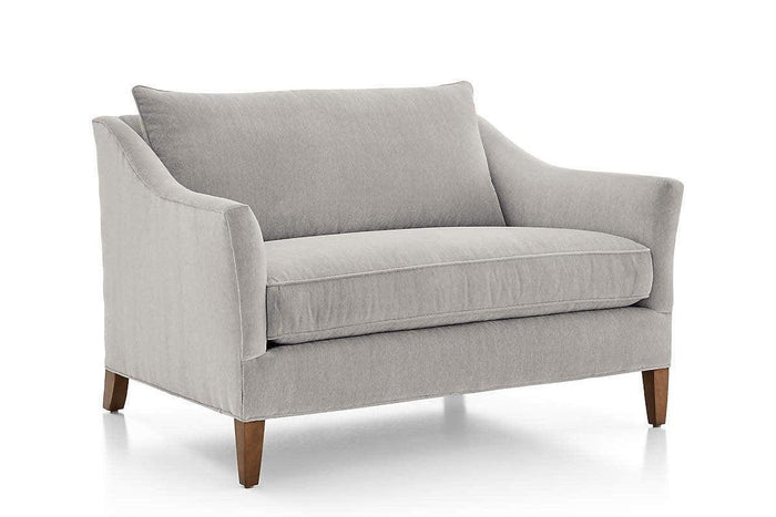 Dorothy Classic English Love Seat, Curved Arms, Feather Cushions