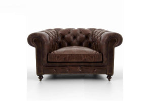 Weybridge Vintage Leather Chesterfield Armchair - Daia Home