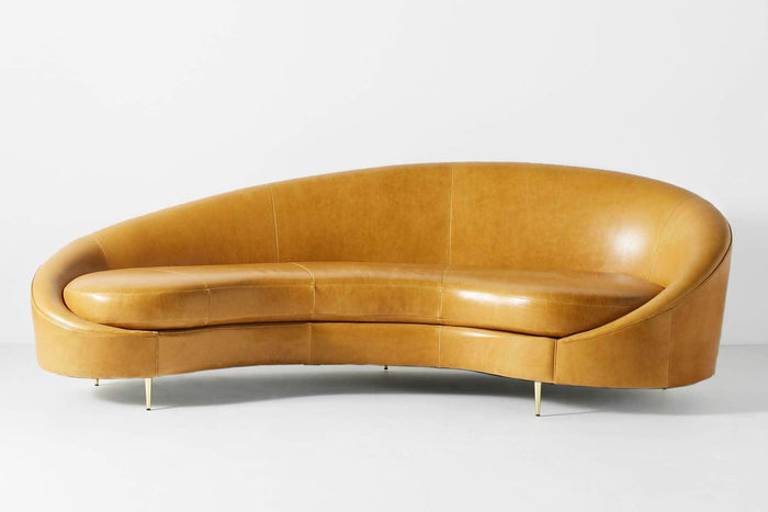 Gianna Curved Mid Century Leather Sofa - Inspired By ICO PARISI