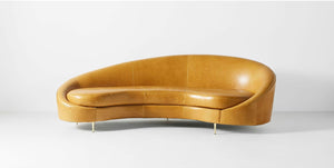 Gianna Curved Mid Century Leather Sofa - Inspired By ICO PARISI - Daia Home