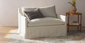 Mavis Deep Seat Loose Cover Linen Sofa With Feather Wrapped Cushions - Daia Home