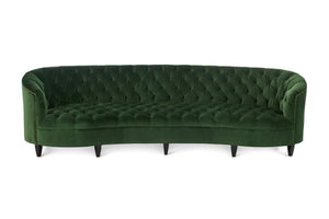 Amelia Traditional Curved Sofa With Buttoned Seat and Arms