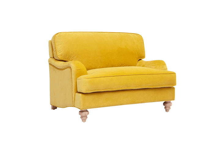 Abbie Classic English Love Seat With High Back and Feather Seat