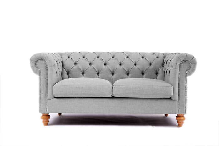 Chesterfield 2.5 Seater Sofa in Light Grey Cotton Blend