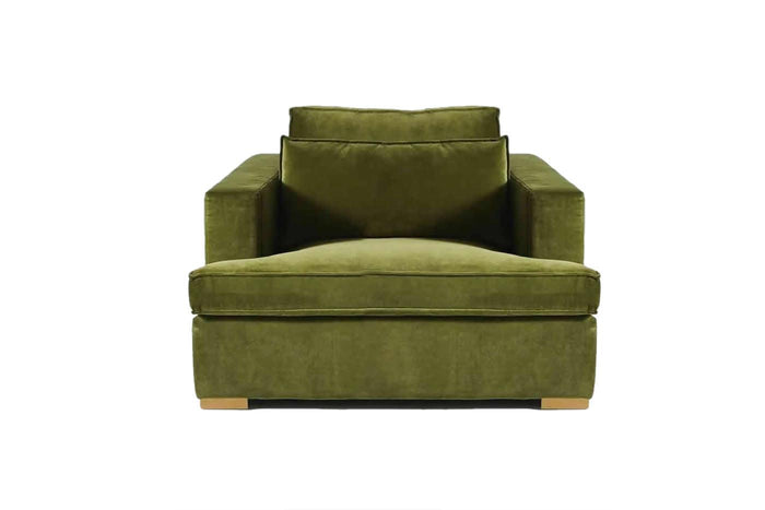 Crew Modern Armchair With Deep Seat, Low Profile, Square Arms