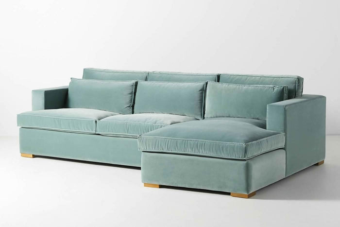 Crew Modern Chaise Sofa With Deep Seat, Low Profile, Square Arms