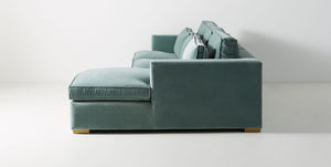 Crew Modern Chaise Sofa With Deep Seat, Low Profile, Square Arms - Daia Home
