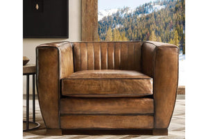 Deco Classic Vintage Leather Sofa, Feather and Fibre Deep Seats - Daia Home