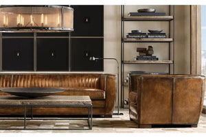 Deco Classic Vintage Leather Sofa, Feather and Fibre Deep Seats - Daia Home