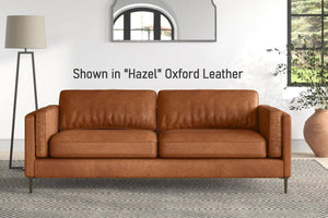 Eaton Mid Century Leather Sofa, Very Comfortable Seat and Back Cushion - Daia Home