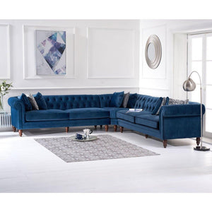 Humphrey Chesterfield Corner Sofa, Sweeping Arms, Feather Seats - Daia Home