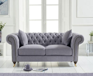 Humphrey Chesterfield Corner Sofa, Scroll Arms, Feather Seats - Daia Home