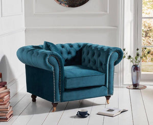 Humphrey Chesterfield Corner Sofa, Scroll Arms, Feather Seats - Daia Home