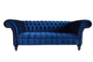 3 Seater Sofa in Royal Blue Velvet - Daia Home