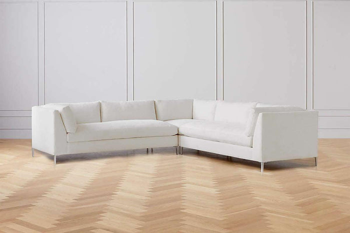 Mila Modern Corner Sofa, Deep Feather Topped Seats And Soft Back
