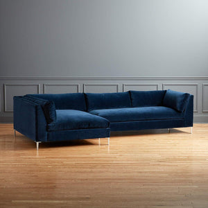 Mila Modern Chaise Sofa, Deep Feather Wrapped Seats And Soft Back - Daia Home
