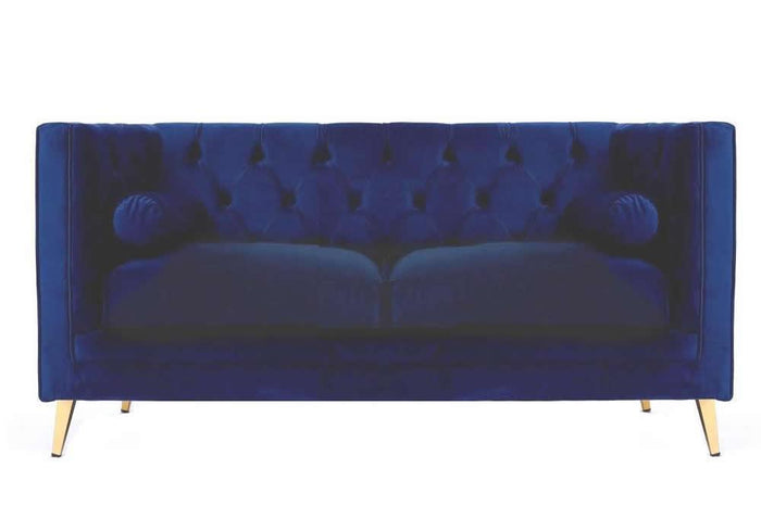 2 Seater Mid Century Sofa in Navy Velvet