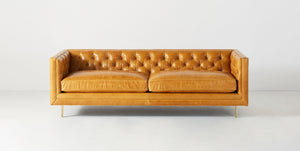 Arthur Mid Century Buttoned Sofa, Feather and Foam Seats - Daia Home