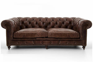 Weybridge Vintage Leather Chesterfield Sofa With Feather Seats - Daia Home